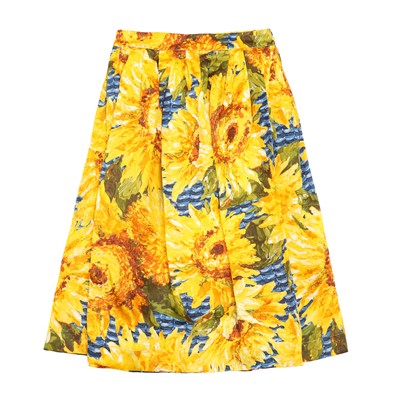 Lot 8 - Gucci Yellow Silk Sunflower Roman Holiday Skirt - Size 42