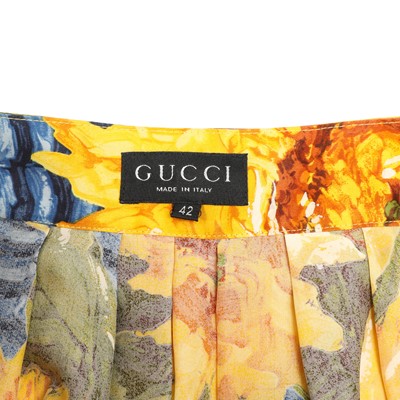 Lot 8 - Gucci Yellow Silk Sunflower Roman Holiday Skirt - Size 42