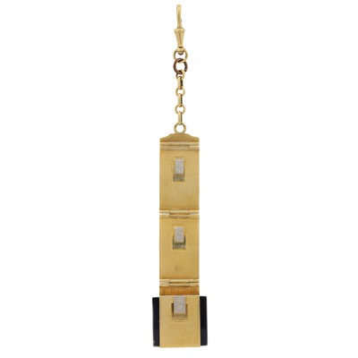 Lot 12 - An onyx chatelaine fob chain