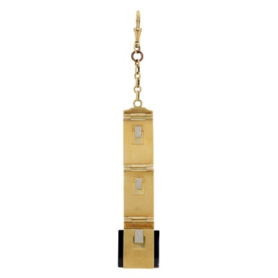 Lot 12 - An onyx chatelaine fob chain