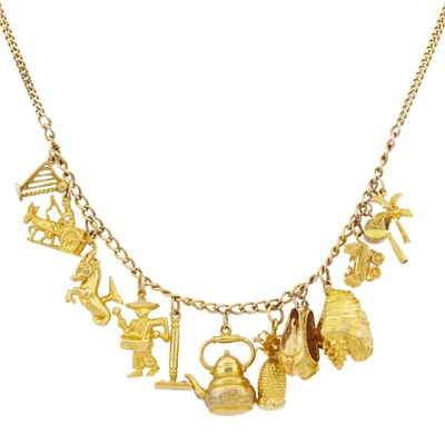 Lot 279 - A charm necklace