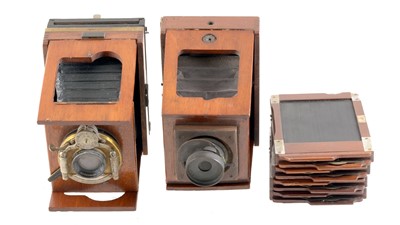 Lot 147 - Two Folding Shew Quarter Plate Xit Cameras.
