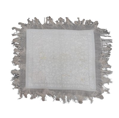 Lot 191 - A Cream Silk Shawl