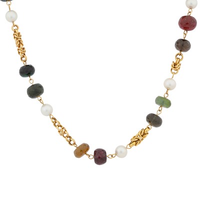 Lot 120 - A pearl and tourmaline necklace