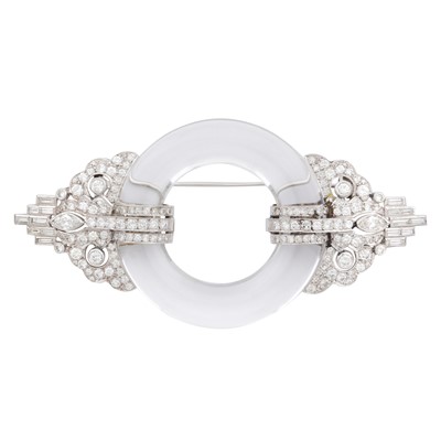 Lot 332 - A rock crystal and diamond brooch