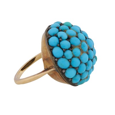 Lot 14 - A turquoise brooch/pendant, earring and ring suite