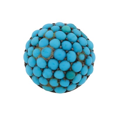 Lot 14 - A turquoise brooch/pendant, earring and ring suite