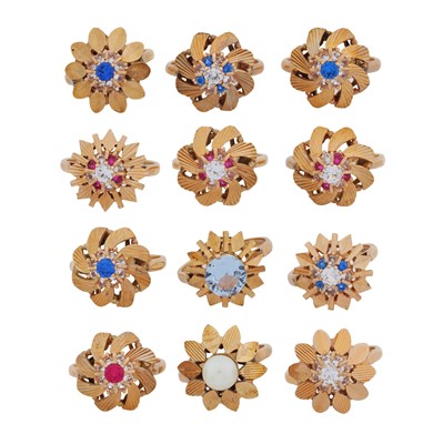 Lot 448 - A group of dealer sample dress rings, circa 1966