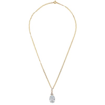Lot 75 - An aquamarine and diamond pendant necklace