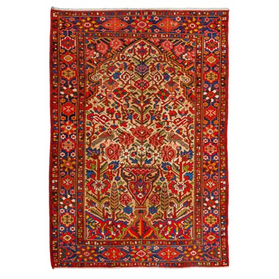Lot 5 - An antique Bakhtiari prayer rug, west Persia