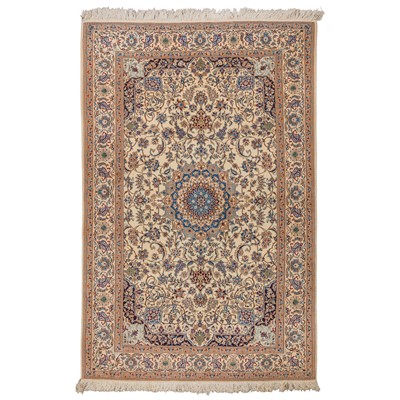 Lot 16 - An extremely fine part silk Nain rug, central Persia