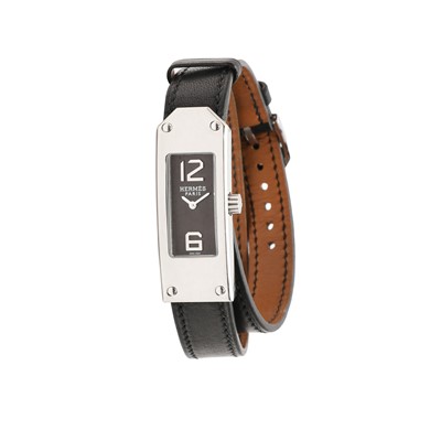 Lot 192 - Hermès Black Kelly II Stainless Steel Watch