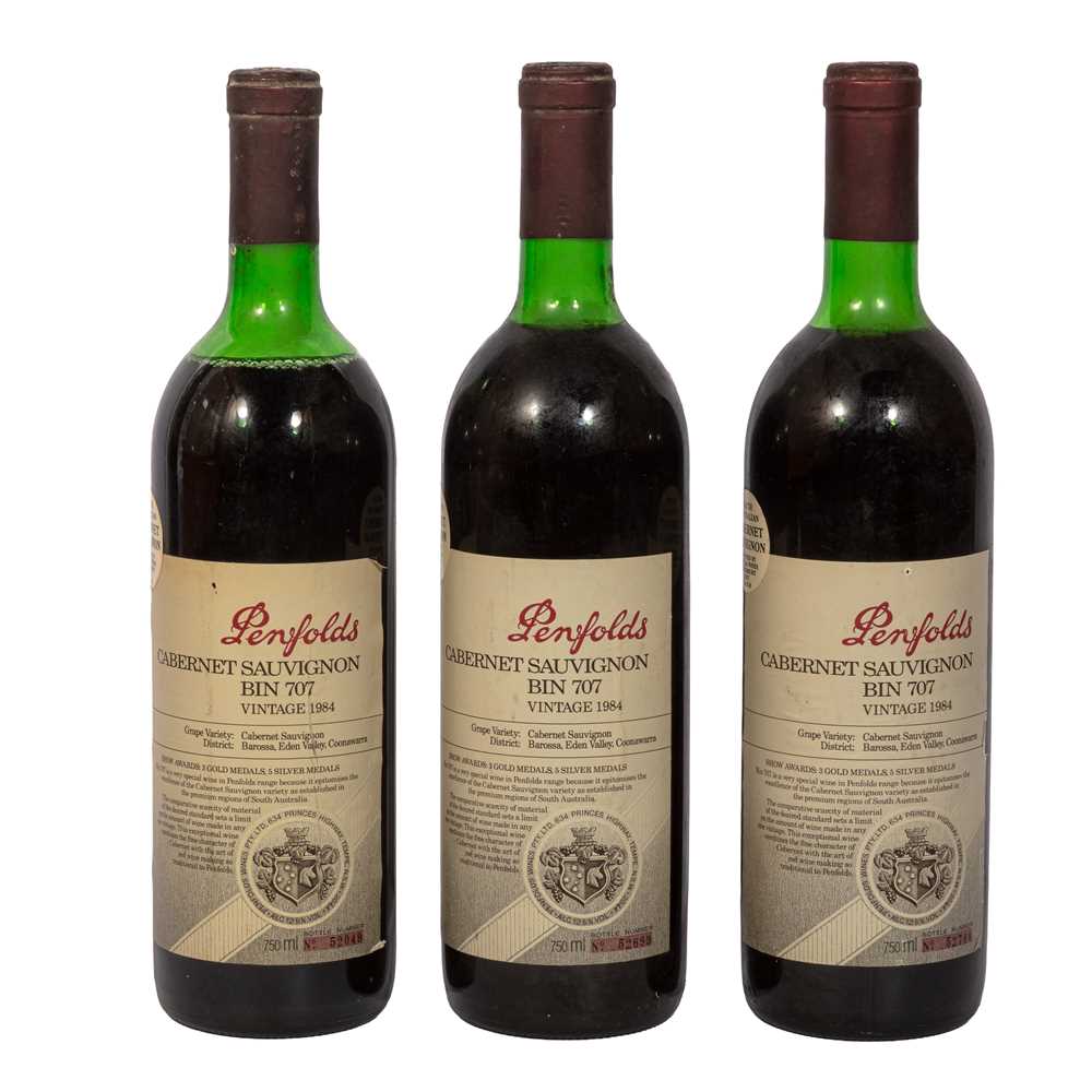 Lot 106 - Penfolds Bin 707 Cabernet Sauvignon 1984 - 3 bottles