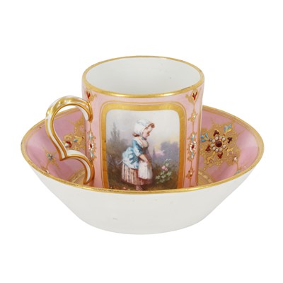 Lot 317 - A Sevres porcelain cup and saucer (gobelet litron et soucoupe)