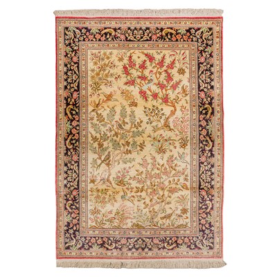 Lot 14 - An extremely fine silk Qum rug, central Persia