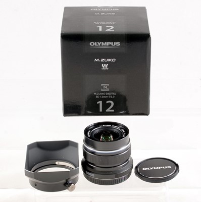 Lot 171 - Black Olympus M. Zuiko Digital 12mm f2 ED Lens.