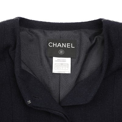 Lot 88 - Chanel Navy Wool Boucle CC Maxi Skirt Suit - Size 36