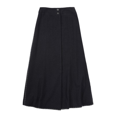 Lot 88 - Chanel Navy Wool Boucle CC Maxi Skirt Suit - Size 36