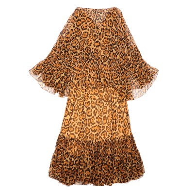 Lot 95 - Christian Dior Silk Chiffon Leopard Print Maxi Dress - Size 42