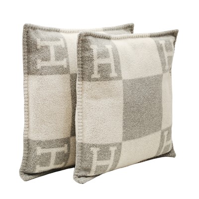 Lot 50 - Hermès Ecru Gris Clair Avalon Pillows Small Model