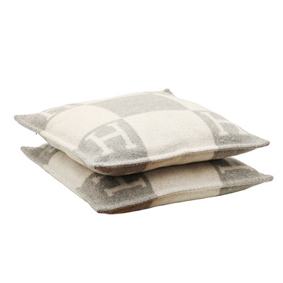 Lot 50 - Hermès Ecru Gris Clair Avalon Pillows Small Model