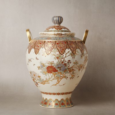 Lot A fine Japanese Gosu Satsuma 'floral' jar and cover by Taizan, Meiji period, 19th century