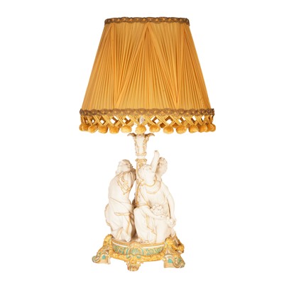 Lot 300 - A pair Porcelain Figural Table Lamps