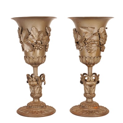 Lot 169 - A pair of bronzed iron cups or chalices