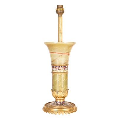 Lot 97 - A French onyx and champleve table lamp