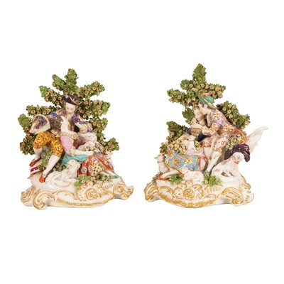 Lot 297 - A pair of mid to late 19th Century Edme Samson porcelain figural groups