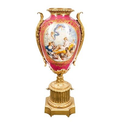 Lot 280 - A large gilt bronze mounted Sèvres-style porcelain vase