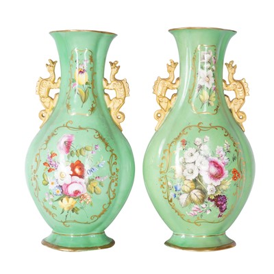 Lot 299 - A pair of Coalport style porcelain vases