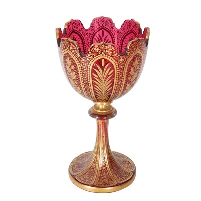 Lot 343 - A fine quality 19th Century, Bohemian flashed ruby glass goblet or vase