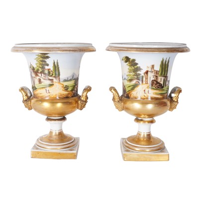 Lot 275 - A pair of Century Paris Porcelain campagna urns.
