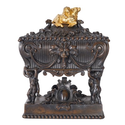 Lot 158 - French bronze and parcel gilt casket