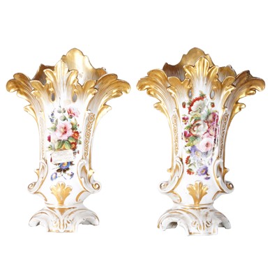 Lot 274 - A pair of Paris porcelain and parcel gilt vases