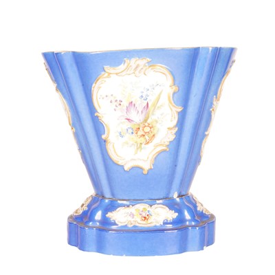 Lot 307 - A Meissen porcelain vase 'Holandois' in two parts with blue ground