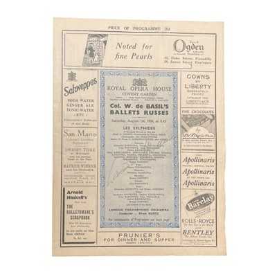 Lot 21 - Col. W. de Basil’s Ballets Russes, 18 programmes, signed, 1936