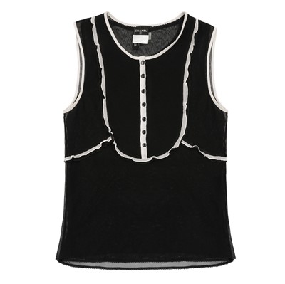 Lot 179 - Chanel Black Mesh Double Layer Top - Size 40