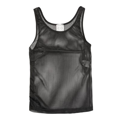 Lot 207 - Chanel Black Mesh CC Athletic Vest Top - Size 40