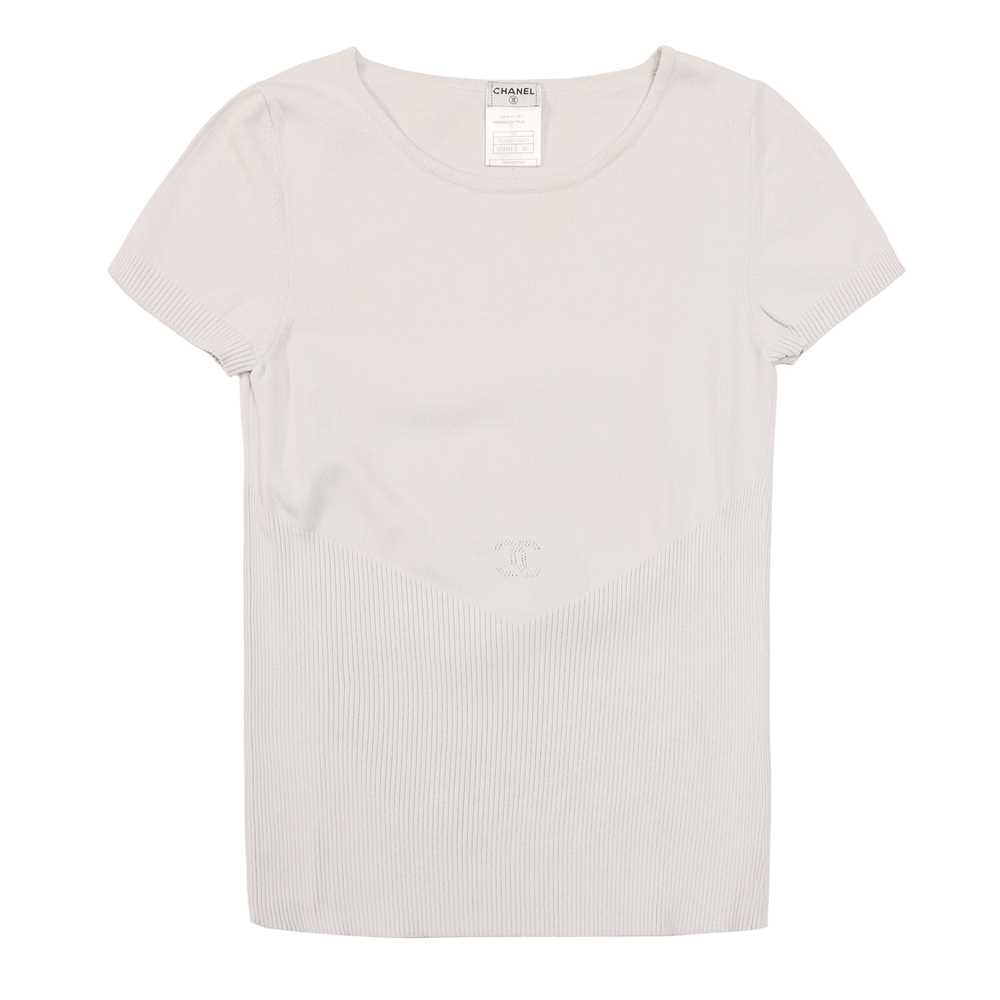 Lot 48 - Chanel Grey CC Knit Short Sleeve Sweater - Size 42