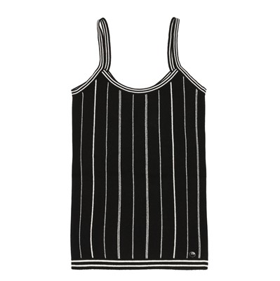 Lot 177 - Chanel Black Cashmere Stripe Knit Tank Top - Size 40