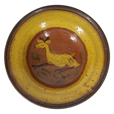 Lot 247 - A Guatemalan Majolica Slipware Bowl with Leaping Deer