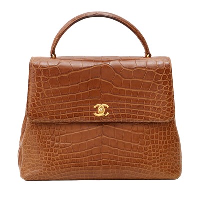 Lot 99 - λ Chanel Brown Matte Crocodile Kelly Flap Bag