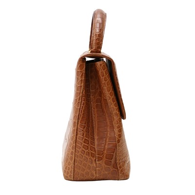 Lot 99 - λ Chanel Brown Matte Crocodile Kelly Flap Bag