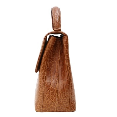 Lot 99 - λ Chanel Brown Matte Crocodile Kelly Flap Bag