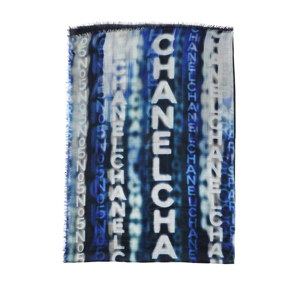 Lot 71 - Chanel Blue Cashmere 'CHANEL No5' Scarf