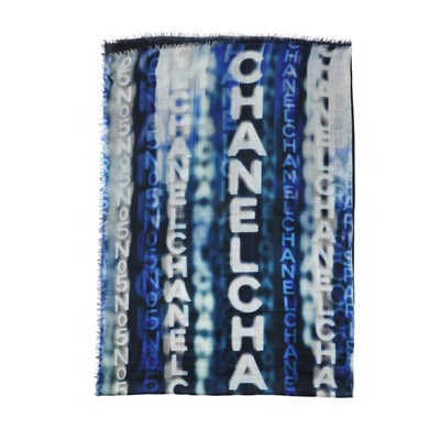 Lot 71 - Chanel Blue Cashmere 'CHANEL No5' Scarf