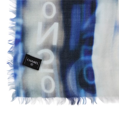 Lot 71 - Chanel Blue Cashmere 'CHANEL No5' Scarf