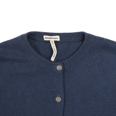 Lot 74 - Hermès Air Force Blue Cashmere Knit Twinset - Size ME